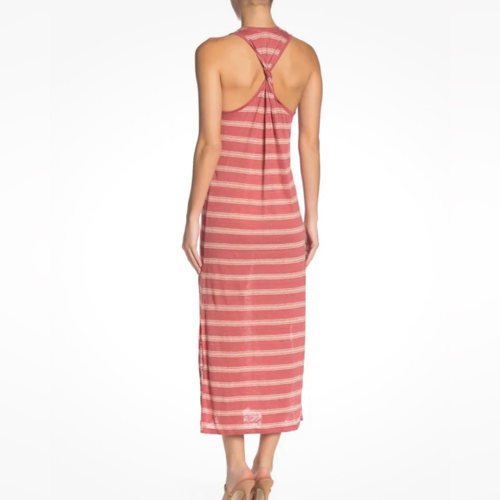 Joie Brellen Twist-Back Striped Linen Maxi Dress, Tropic Red - Size Small